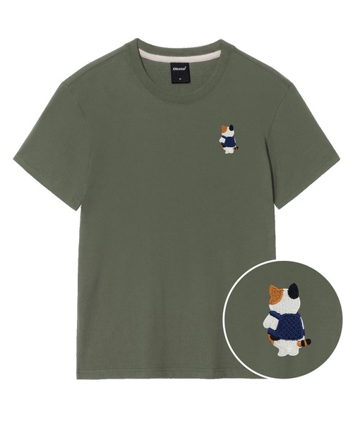 OKSTAR(オクスター)の「バッグ三色ニット刺繍半袖(Tシャツ/カットソー・レディース・ブラック/カーキ/ライトベージュ/ライトグレー/ダークグリーン/ダークブルー/ダークグレー/ホワイト/クリーム/ネイビー/グレー・SMALL/MEDIUM/LARGE/X-LARGE/2XL/3XL/4XL)」の9枚目の写真