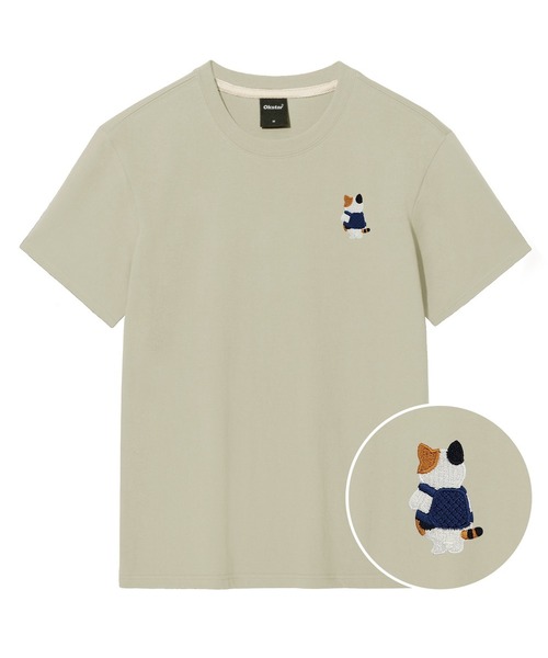 OKSTAR(オクスター)の「バッグ三色ニット刺繍半袖(Tシャツ/カットソー・レディース・ブラック/カーキ/ライトベージュ/ライトグレー/ダークグリーン/ダークブルー/ダークグレー/ホワイト/クリーム/ネイビー/グレー・SMALL/MEDIUM/LARGE/X-LARGE/2XL/3XL/4XL)」の7枚目の写真