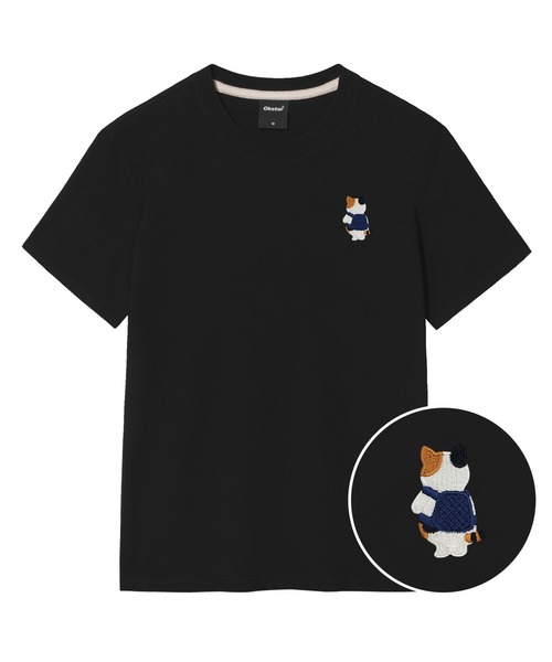 OKSTAR(オクスター)の「バッグ三色ニット刺繍半袖(Tシャツ/カットソー・レディース・ブラック/カーキ/ライトベージュ/ライトグレー/ダークグリーン/ダークブルー/ダークグレー/ホワイト/クリーム/ネイビー/グレー・SMALL/MEDIUM/LARGE/X-LARGE/2XL/3XL/4XL)」の2枚目の写真
