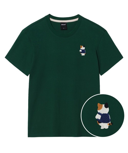 OKSTAR(オクスター)の「バッグ三色ニット刺繍半袖(Tシャツ/カットソー・レディース・ブラック/カーキ/ライトベージュ/ライトグレー/ダークグリーン/ダークブルー/ダークグレー/ホワイト/クリーム/ネイビー/グレー・SMALL/MEDIUM/LARGE/X-LARGE/2XL/3XL/4XL)」の8枚目の写真
