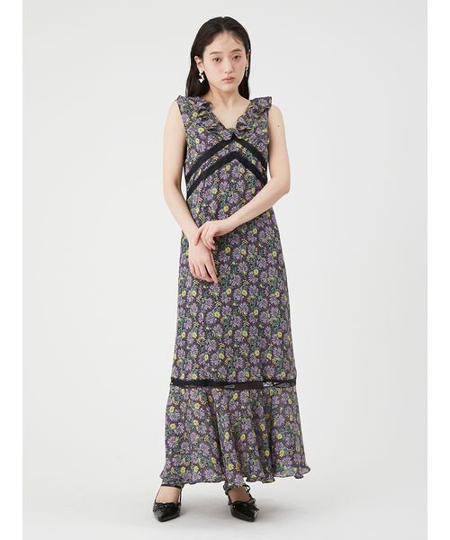 LILY BROWN(リリーブラウン)の「【LILY BROWN×ANNA SUI】フラワープリントワンピース(ワンピース・レディース・ネイビー/アイボリー/ブラック・0/1)」の6枚目の写真