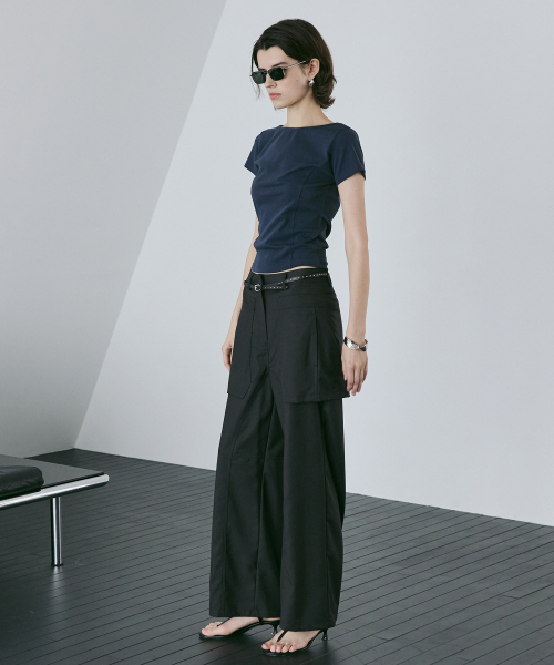 BAILIER(バイリエ)の「レイヤードフラップパンツ(グラファイト)(スラックス・レディース・その他・SMALL/MEDIUM)」の3枚目の写真