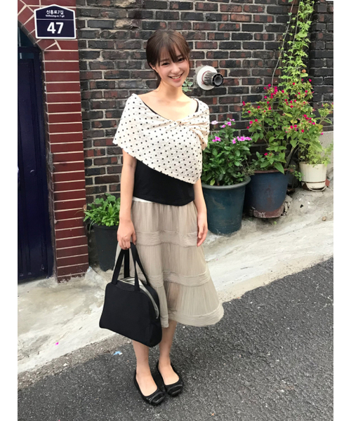 PEEVES PEEVES(フィブス フィブス)の「Dot Drape Sleeveless / Beige(Tシャツ/カットソー・レディース・その他・OS)」の2枚目の写真