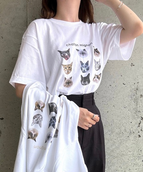 tunee(チュニー)の「CATいっぱい半袖Tシャツ(hsyd)(Tシャツ/カットソー・レディース・ネイビー・LARGE/MEDIUM)」の9枚目の写真
