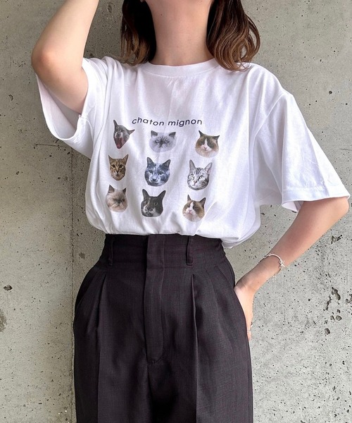 tunee(チュニー)の「CATいっぱい半袖Tシャツ(hsyd)(Tシャツ/カットソー・レディース・ネイビー・LARGE/MEDIUM)」の8枚目の写真