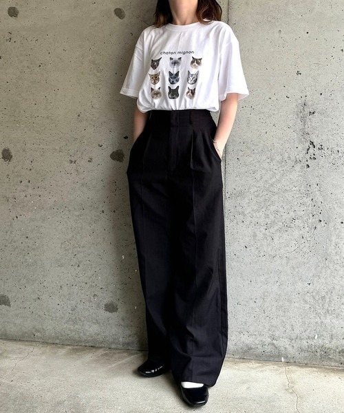 tunee(チュニー)の「CATいっぱい半袖Tシャツ(hsyd)(Tシャツ/カットソー・レディース・ネイビー・LARGE/MEDIUM)」の5枚目の写真