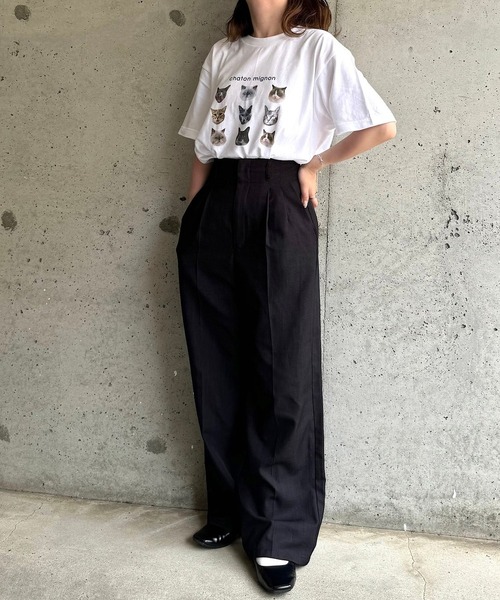 tunee(チュニー)の「CATいっぱい半袖Tシャツ(hsyd)(Tシャツ/カットソー・レディース・ネイビー・LARGE/MEDIUM)」の4枚目の写真