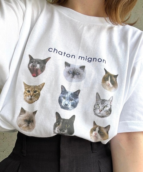 tunee(チュニー)の「CATいっぱい半袖Tシャツ(hsyd)(Tシャツ/カットソー・レディース・ネイビー・LARGE/MEDIUM)」の3枚目の写真