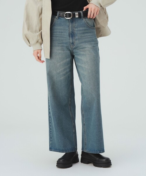 BEAMS HEART(ビームスハート)の「ワイド ストレート デニム パンツ(デニムパンツ・レディース・ネイビー/ブルー・SMALL/MEDIUM)」の9枚目の写真