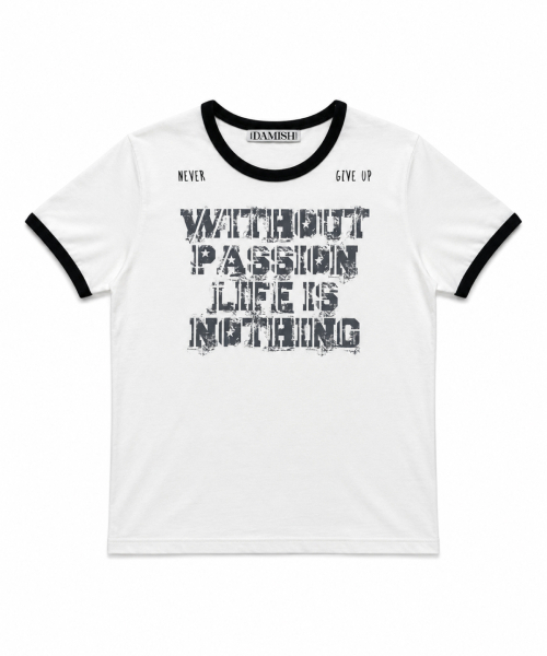 DAMISH(ダミシュ)の「ヴィンテージレタリングリンガーTシャツ_チャコール(Tシャツ/カットソー・レディース・チャコール・1/2)」の2枚目の写真