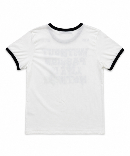 DAMISH(ダミシュ)の「ヴィンテージレタリングリンガーTシャツ_チャコール(Tシャツ/カットソー・レディース・チャコール・1/2)」の3枚目の写真