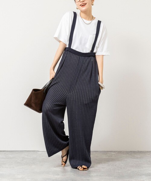 Rie Miller(リエミラー)の「《手洗い可能》Wジャガードニットサロペット(サロペット/オーバーオール・レディース・ブラック系その他/ブルー系その他6・38)」の2枚目の写真