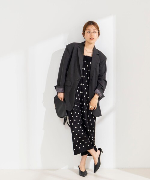Rie Miller(リエミラー)の「《手洗い可能》Wジャガードニットサロペット(サロペット/オーバーオール・レディース・ブラック系その他/ブルー系その他6・38)」の10枚目の写真