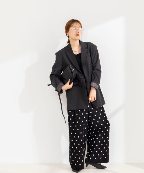 Rie Miller(リエミラー)の「《手洗い可能》Wジャガードニットサロペット(サロペット/オーバーオール・レディース・ブラック系その他/ブルー系その他6・38)」の14枚目の写真