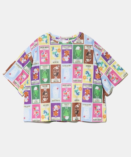 ScoLar（スカラー）の「ScoLar/スカラー　総柄シアーTEE（Tシャツ/カットソー・レディース・ブラック/グリーン・FREE）」の2枚目の写真