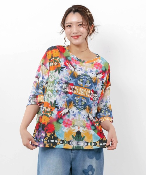 ScoLar（スカラー）の「ScoLar/スカラー　総柄シアーTEE（Tシャツ/カットソー・レディース・ブラック/グリーン・FREE）」の14枚目の写真