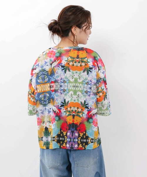 ScoLar（スカラー）の「ScoLar/スカラー　総柄シアーTEE（Tシャツ/カットソー・レディース・ブラック/グリーン・FREE）」の11枚目の写真