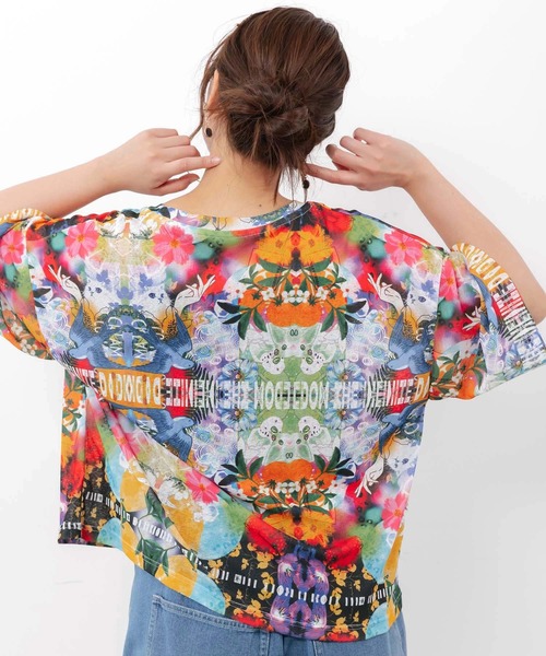 ScoLar（スカラー）の「ScoLar/スカラー　総柄シアーTEE（Tシャツ/カットソー・レディース・ブラック/グリーン・FREE）」の10枚目の写真