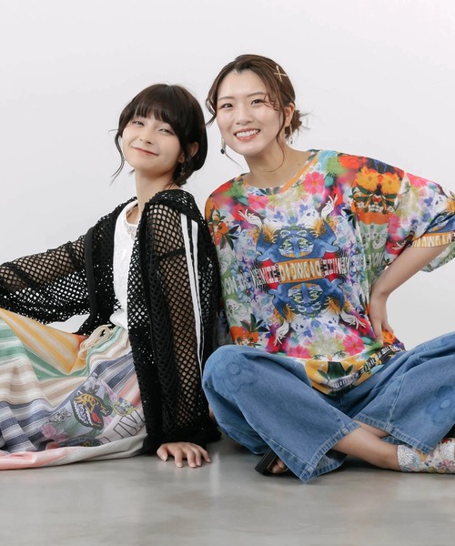 ScoLar（スカラー）の「ScoLar/スカラー　総柄シアーTEE（Tシャツ/カットソー・レディース・ブラック/グリーン・FREE）」の8枚目の写真
