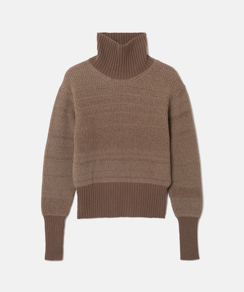 SEAGREEN(シーグリーン)の「SEAGREEN(シーグリーン) WOOL WASHI KNIT HIGH NECK PULLOVER(ニット/セーター・レディース・アイボリー/ブラウン・F)」の1枚目の写真