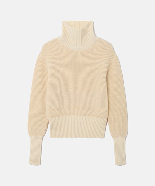 SEAGREEN(シーグリーン)の「SEAGREEN(シーグリーン) WOOL WASHI KNIT HIGH NECK PULLOVER(ニット/セーター・レディース・アイボリー/ブラウン・F)」の2枚目の写真
