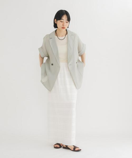 KBF（ケイビーエフ）の「シャーリングIラインスカート（スカート・レディース・アイボリー/ブラック・ONE）」の5枚目の写真