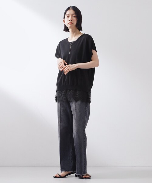 THE SHOP TK (ザ ショップ ティーケー )の「【ひんやり/人気アイテム】レイヤードスタイルに 裾レースタンクトップ(Tシャツ/カットソー・レディース・オフホワイト/ブラック・12/13)」の14枚目の写真