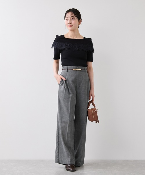 VIS(ビス)の「シアーチェックタックワイドパンツ/セットアップ対応(その他パンツ・レディース・ブラック系その他/ブラウン系その他2・S/SS/M)」の13枚目の写真