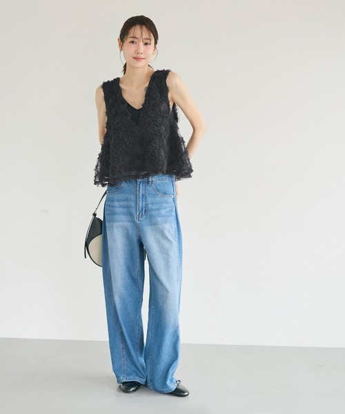 coca（coca）（コカ）の「【西山茉希様着用】チュールベスト（ベスト・レディース・ブラック/グレー・M/L）」の3枚目の写真