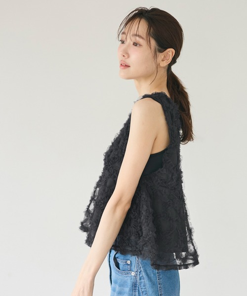 coca（coca）（コカ）の「【西山茉希様着用】チュールベスト（ベスト・レディース・ブラック/グレー・M/L）」の4枚目の写真