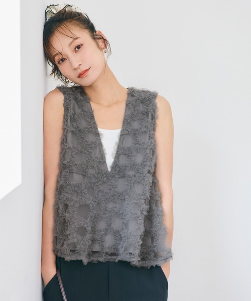 coca（coca）（コカ）の「【西山茉希様着用】チュールベスト（ベスト・レディース・ブラック/グレー・M/L）」の18枚目の写真