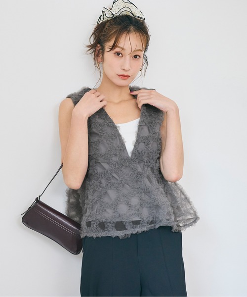 coca（coca）（コカ）の「【西山茉希様着用】チュールベスト（ベスト・レディース・ブラック/グレー・M/L）」の20枚目の写真