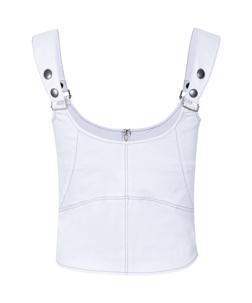 PLEASENOFOLLOW(プリーズノーフォロー)の「Niv Panel Zip-Up Sleeveless Top (White)(Tシャツ/カットソー・レディース・その他・SMALL/MEDIUM)」の3枚目の写真