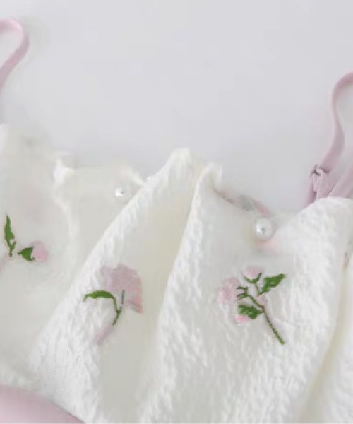 LA POMME petit(ラポミ・プチ)の「Floral Embroidered Corset Dress/花柄刺繍コルセットドレス(ワンピース・レディース・ホワイト・FREE)」の2枚目の写真