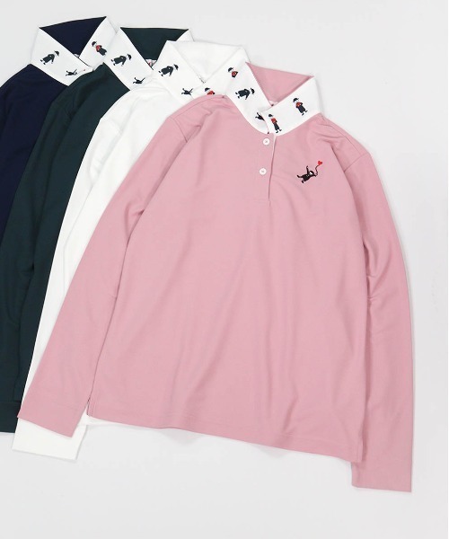 Picone CLUB（ピッコーネクラブ）の「襟裏プリントUV速乾ポロシャツ（ポロシャツ・レディース・グリーン/ピンク/ホワイト/ネイビー・13号/11号/9号）」の4枚目の写真
