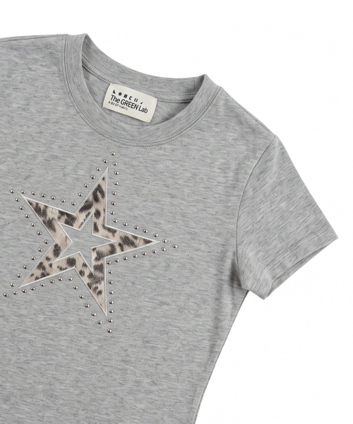 THE GREEN LAB（ザグリーンラボ）の「レオパードスターパッチ半袖Tシャツ[メランジグレー]（Tシャツ/カットソー・レディース・その他・FREE）」の11枚目の写真