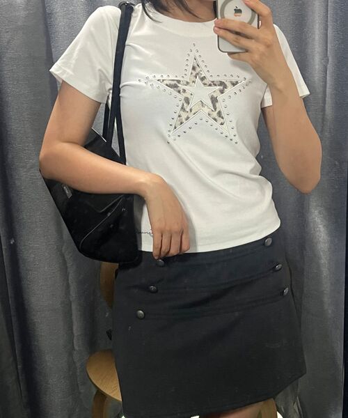 THE GREEN LAB（ザグリーンラボ）の「レオパードスターパッチ半袖Tシャツ[メランジグレー]（Tシャツ/カットソー・レディース・その他・FREE）」の15枚目の写真