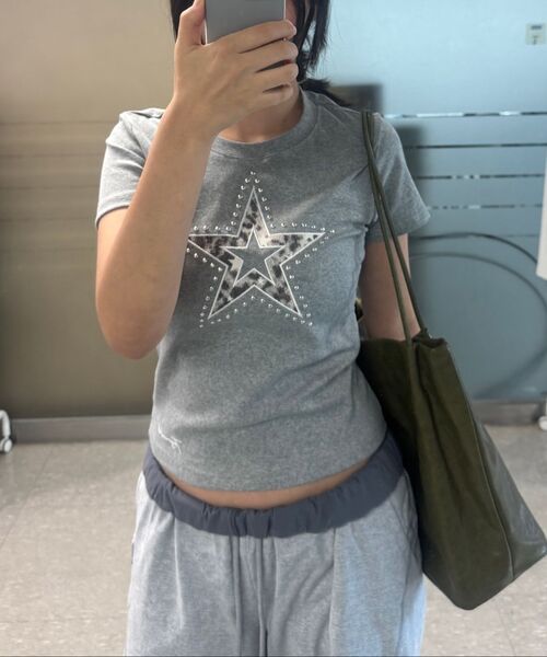 THE GREEN LAB（ザグリーンラボ）の「レオパードスターパッチ半袖Tシャツ[メランジグレー]（Tシャツ/カットソー・レディース・その他・FREE）」の21枚目の写真