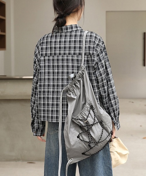 Miniministore（ミニミニストア）の「コードナップサック 軽量ナイロンリュック（バックパック/リュック・レディース・アイボリー/カーキ/ベージュ/グレー/ブラック・FREE）」の20枚目の写真