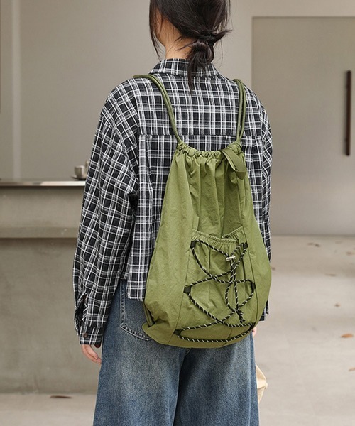 Miniministore（ミニミニストア）の「コードナップサック 軽量ナイロンリュック（バックパック/リュック・レディース・アイボリー/カーキ/ベージュ/グレー/ブラック・FREE）」の21枚目の写真