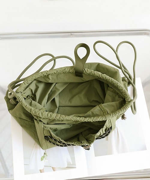 Miniministore（ミニミニストア）の「コードナップサック 軽量ナイロンリュック（バックパック/リュック・レディース・アイボリー/カーキ/ベージュ/グレー/ブラック・FREE）」の11枚目の写真