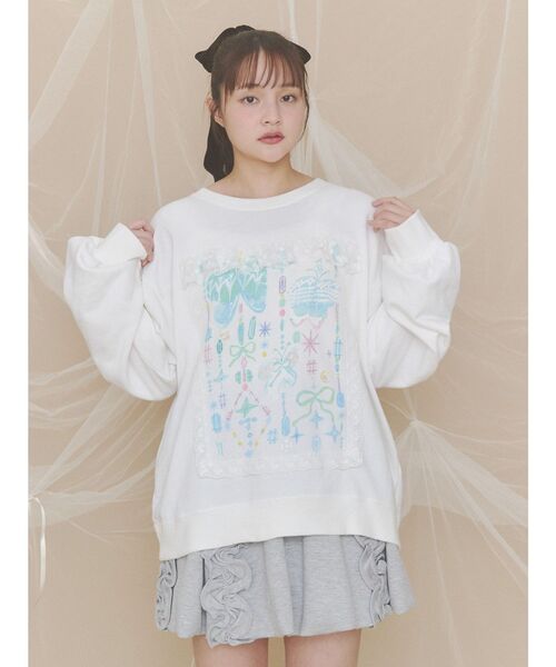 merry jenny(メリージェニー)の「レースフリル白昼夢スウェット(スウェット・レディース・ミント/ピンク/オフホワイト・FREE)」の9枚目の写真