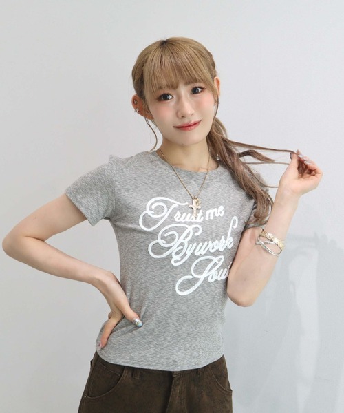 CECIL McBEE(セシルマクビー)の「【CECIL McBEE】チェーンステッチロゴTシャツ(Tシャツ/カットソー・レディース・ブラック/ブラウン/グレー/ホワイト・MEDIUM)」の21枚目の写真