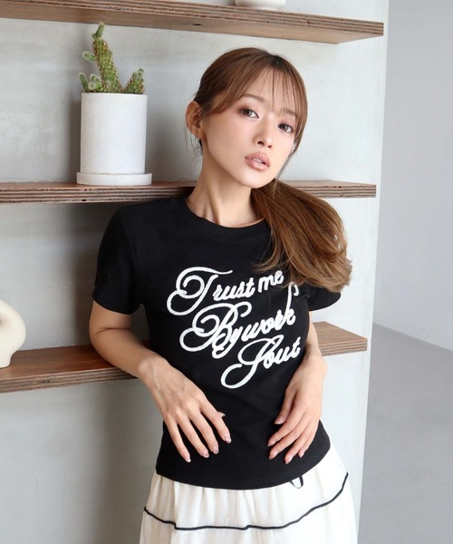 CECIL McBEE(セシルマクビー)の「【CECIL McBEE】チェーンステッチロゴTシャツ(Tシャツ/カットソー・レディース・ブラック/ブラウン/グレー/ホワイト・MEDIUM)」の14枚目の写真