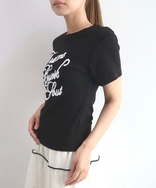 CECIL McBEE(セシルマクビー)の「【CECIL McBEE】チェーンステッチロゴTシャツ(Tシャツ/カットソー・レディース・ブラック/ブラウン/グレー/ホワイト・MEDIUM)」の13枚目の写真