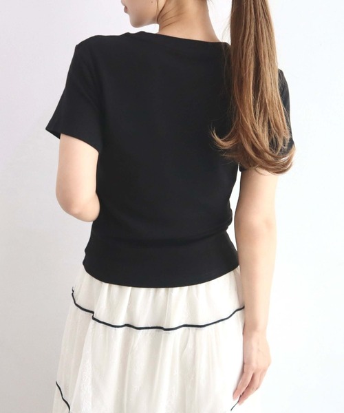 CECIL McBEE(セシルマクビー)の「【CECIL McBEE】チェーンステッチロゴTシャツ(Tシャツ/カットソー・レディース・ブラック/ブラウン/グレー/ホワイト・MEDIUM)」の12枚目の写真