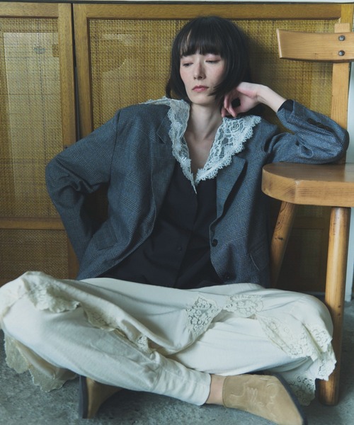 flaeu(フラユ)の「Check Tailored Jacket(テーラードジャケット・レディース・グレー/ベージュ・FREE)」の7枚目の写真