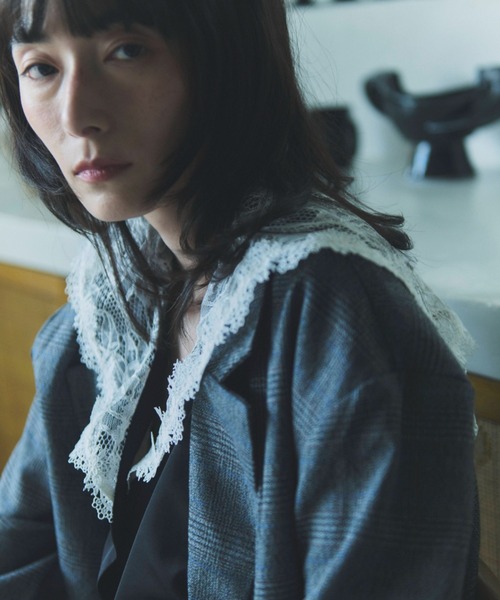 flaeu(フラユ)の「Check Tailored Jacket(テーラードジャケット・レディース・グレー/ベージュ・FREE)」の8枚目の写真