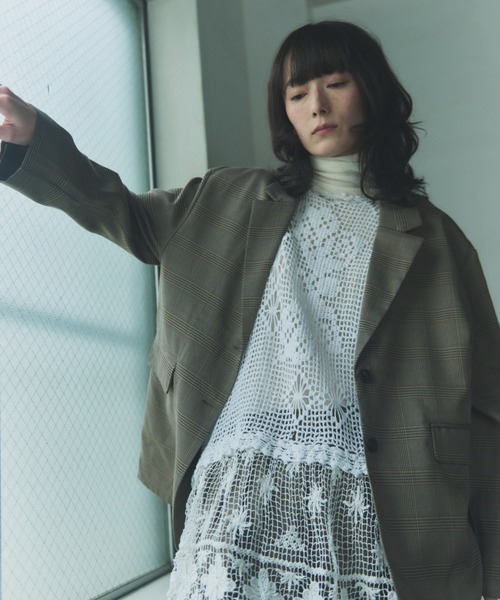flaeu(フラユ)の「Check Tailored Jacket(テーラードジャケット・レディース・グレー/ベージュ・FREE)」の17枚目の写真