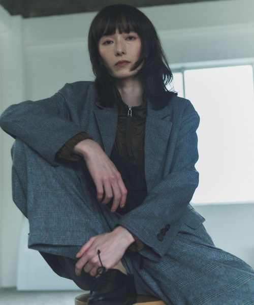 flaeu(フラユ)の「Check Tailored Jacket(テーラードジャケット・レディース・グレー/ベージュ・FREE)」の14枚目の写真